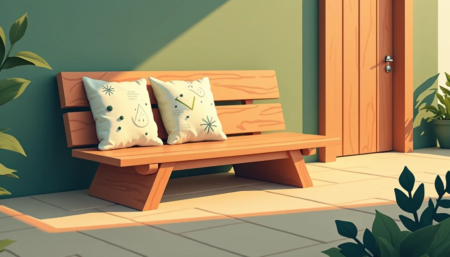 Illustration for window seat bench