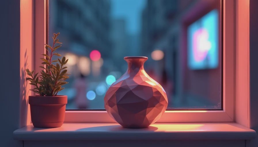Visual context for kitchen window sill decor